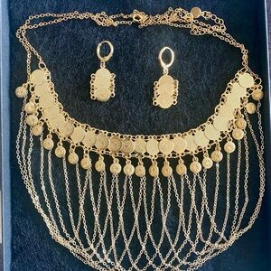 Elegant Gold Plated Necklace and Earring Set
